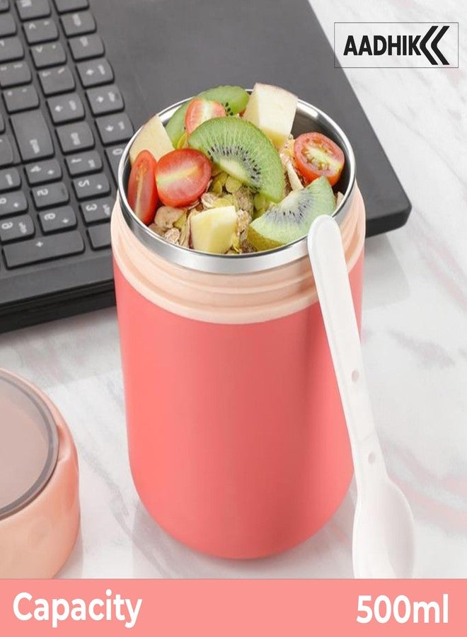AADHIK Insulated Soup Cup Stainless Steel Water Cup with Spoon Lunch Container Leakproof Food Flask for Hot Food Soup for Kid Adult Office Outdoor Picnic Travel (Pink) - Image 5